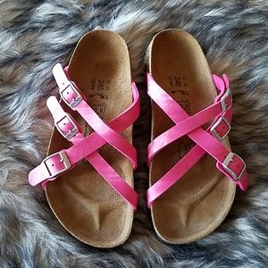 NWOT Birkis pink adjustable sandals, sz 37